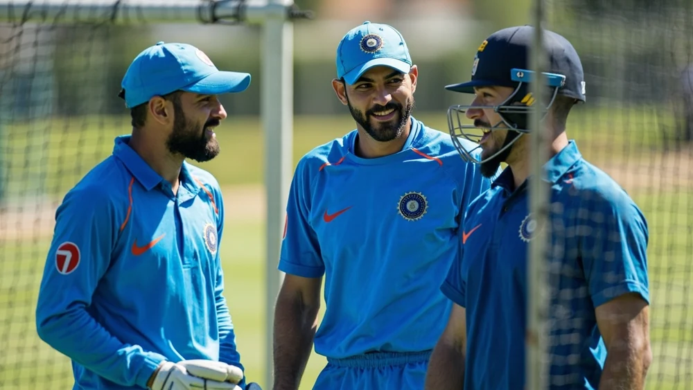 Mumbai Indians top-order batting group discussing roles at practice nets